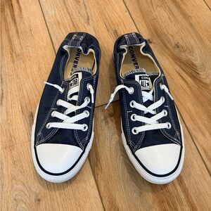 Converse Canvas Low-Top Sneakers in Navy and White